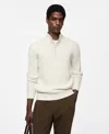 Mango Perkins Half Zip Sweater In Off White