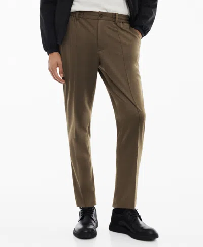 Mango Men's Crease-resistant Slim-fit Pants In Khaki