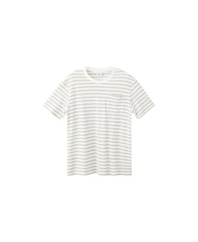 Mango Men's Crew Neck Stripe Cotton-linen Blend T-shirt In Neutral