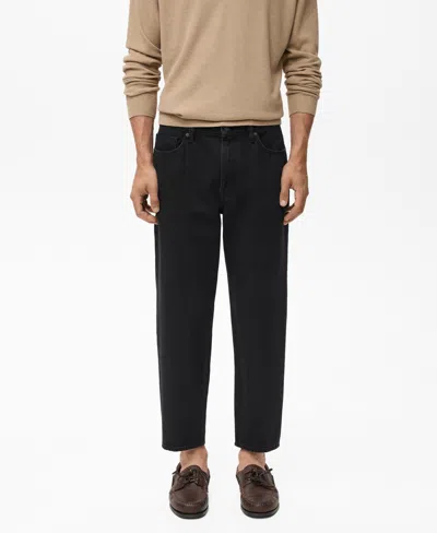 Mango Men's Cropped Carrot-fit Jeans In Black
