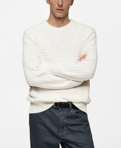 Mango Men's Crossed-knit Sweater In Off White