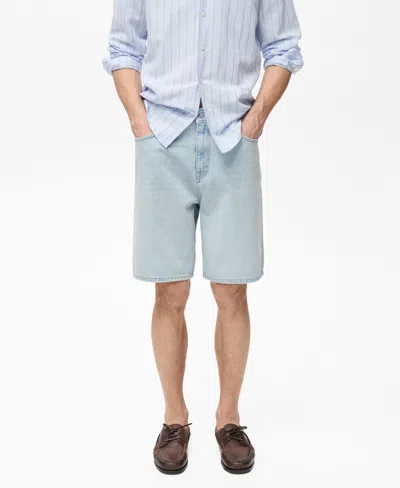 MANGO MEN'S DENIM RELAXED-FIT BERMUDA SHORTS
