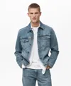 Mango Denim Jacket In Dark Blue