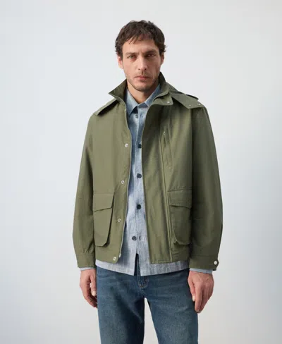 Mango Men's Detachable Hood Water-repellent Bomber Jacket In Green