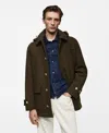 Mango Wool Blend Coat With Removable Hood In Khaki