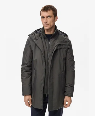 Mango Men's Detachable Water-repellent Quilted Parka In Gray