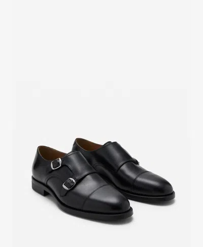 Mango Men's Double Buckle Leather Shoes In Black
