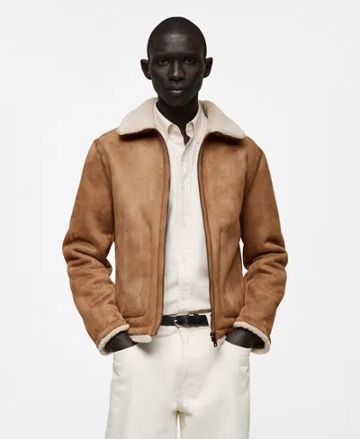 Mango Men's Double-faced Sheepskin Jacket In Medium Brown