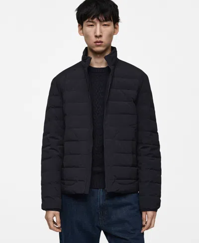 Mango Men's Down And Feather Quilted Jacket In Dark Navy
