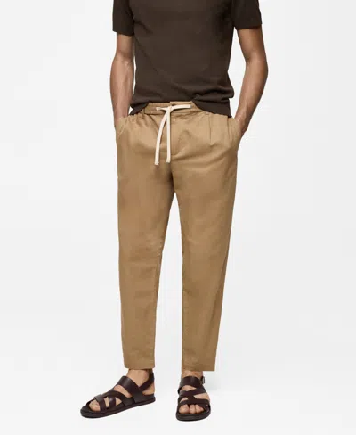 Mango Men's Drawstring Detail Slim-fit Pants In Brown