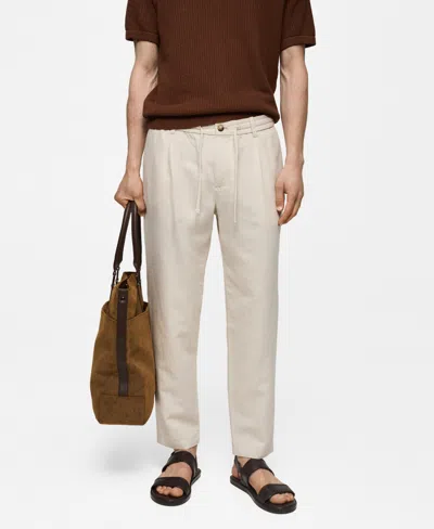 Mango Men's Slim-fit Drawstring Detail Pants In Ecru