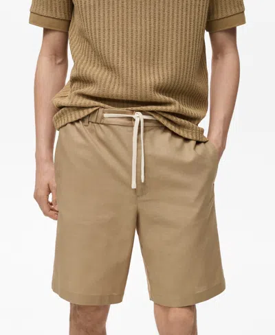 Mango Men's Drawstring Linen Bermuda Shorts In Brown