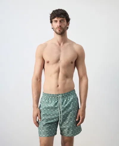 MANGO MEN'S DRAWSTRING PRINTED SWIM TRUNKS