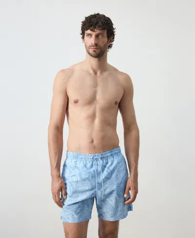 Mango Men's Drawstring Printed Swimsuit In Blue