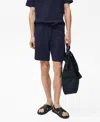 Mango Drawstring Seersucker Shorts In Blue