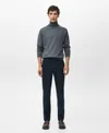 Mango Dublino Slim Fit Flat Front Stretch Stretch Chinos In Blue