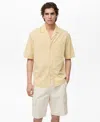 Mango Floral Embroidered Cotton Camp Shirt In Yellow