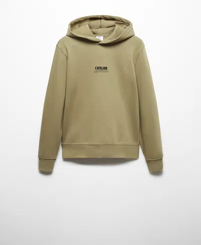 Mango Men's Embroidered Hoodie In Green