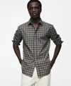 Mango Men's Regular Fit Check Cotton Shirt In Grey