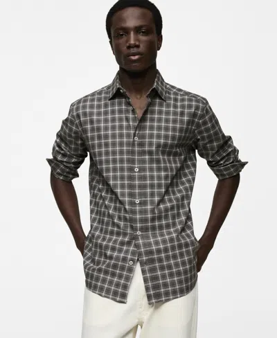 Mango Men's Regular Fit Check Cotton Shirt In Grey