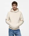 Mango Regular Fit Cotton Blend Hoodie In Ecru