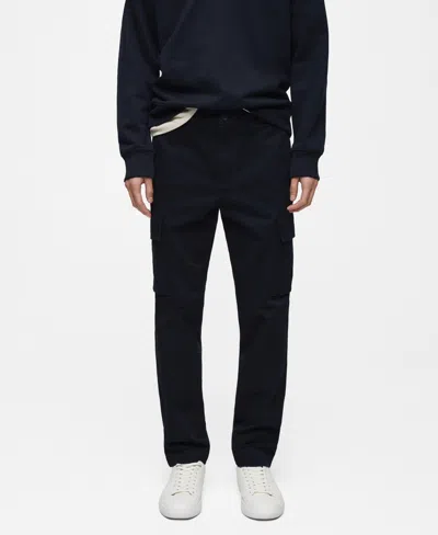 Mango Men's Regular-fit Cotton Cargo Pants In Dark Navy