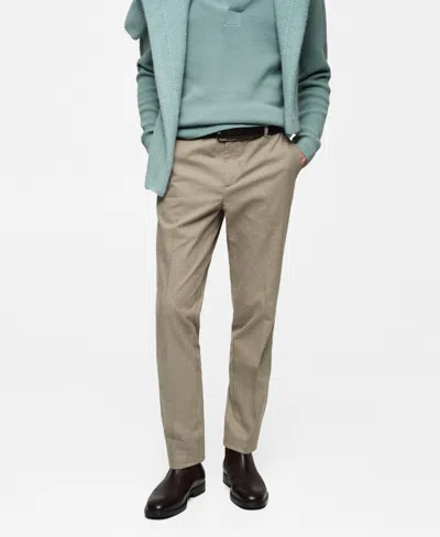 Mango Men's Regular Fit Flannel Trousers In Beige