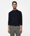 Mango Microstructure Crewneck Sweater In Dark Navy