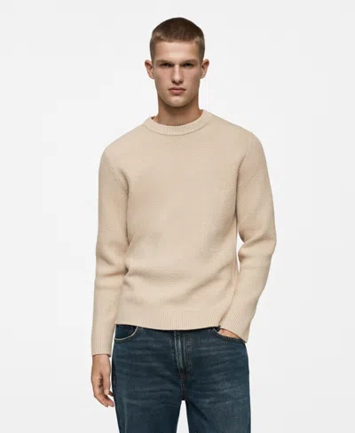 Mango Men's Eu Regular-fit Knitted Sweater In Sand