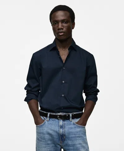 Mango Men's Regular-fit Stretch Cotton Shirt In Dark Navy