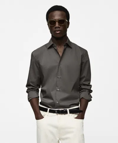 Mango Men's Regular-fit Stretch Cotton Shirt In Gray