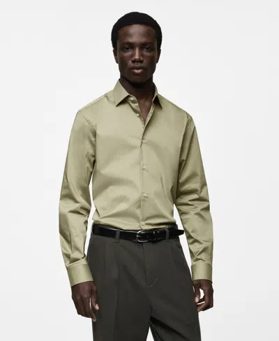Mango Men's Regular-fit Stretch Cotton Shirt In Green
