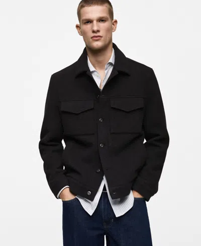Mango Men's Regular-fit Wool Jacket In Charcoal