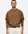 Mango Relaxed Fit Crewneck Sweatshirt In Medium Brown