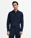 Mango Men's Slim-fit Cotton Poplin Dress Shirt In Dark Navy