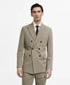 Mango Slim Fit Double Breasted Suit Jacket In Beige