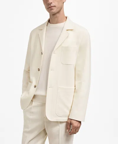 Mango Men's Eu Slim-fit Italian-wool Suit Blazer In Ivory