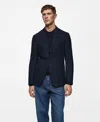 Mango Herringbone Blazer In Blue