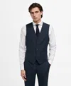 Mango Paris Superslim Fit Stretch Suit Vest In Dark Navy