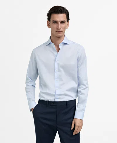 Mango Men's Slim-fit Thousand Stripe Dress Shirt In Sky Blue