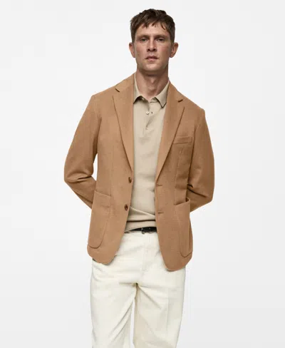 Mango Men's Eu Slim-fit Wool Blazer In Medium Brown