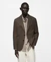 Mango Men's Wool-blend Polo-collar Sweater In Khaki