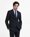 Mango Slim Fit Virgin Wool Suit Blazer In Dark Navy