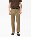 Mango Linen Mix Thin Pinstripe Pants In Khaki