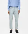 Mango Crop Tapered Jeans In Bleach Blue