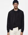 Mango Faux Suede Bomber Jacket In Night Blue