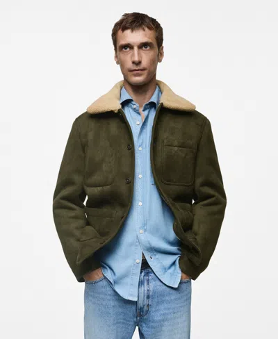 Mango Men's Faux-suede Jacket In Khaki
