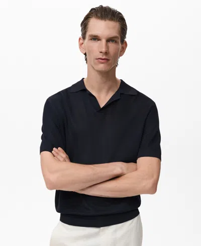 MANGO MEN'S FINE-KNIT COTTON POLO SHIRT