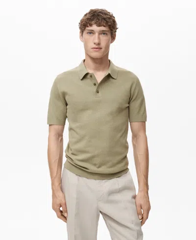 Mango Men's Fine-knit Cotton Polo Shirt In Green