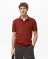 Mango Cotton Blend Fine Knit Short Sleeve Polo Shirt In Brown